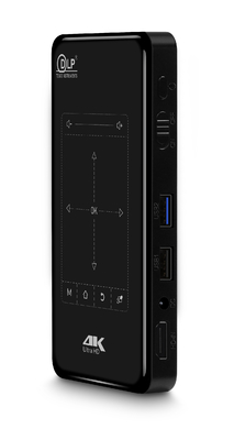 Máy chiếu di động mini 4K màu đen Máy chiếu DLP lập bản đồ Android chống nước chống bụi