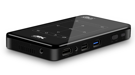 Máy chiếu di động mini 4K màu đen Máy chiếu DLP lập bản đồ Android chống nước chống bụi