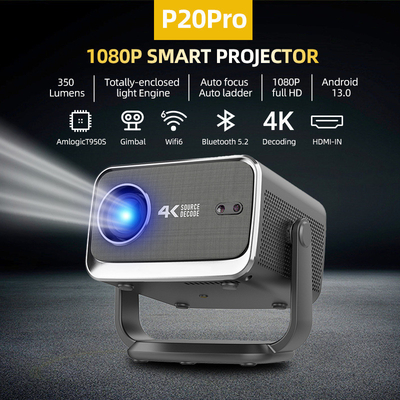 FLYIN P20 Pro 4K 350Lms 1080P Full HD Projector Auto Focus Lens LCD Lamp Android 13 Airplay Sử dụng Nhà hát gia đình di động
