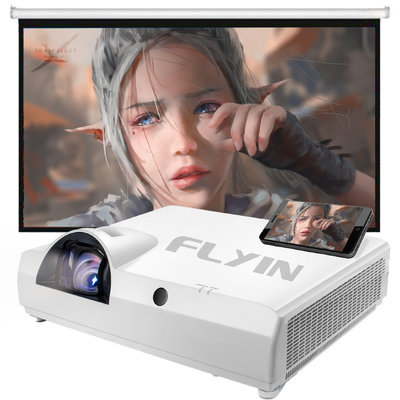 Flyin-C90SW+ 4200 Lumens WXGA 3LCD Laser Short Throw Projector tích hợp trong Android 5000000:1 Khác biệt cho giáo dục Kinh doanh